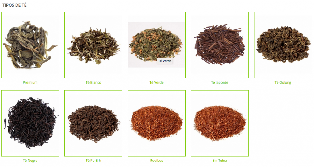 Tipos de té Tipos de té